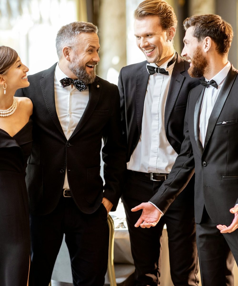 Well-dressed people hanging out at the luxury restaurant